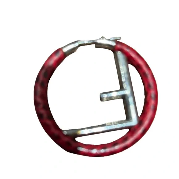 Fendi Red and Gold Hoop Earrings - Picture 2 of 7